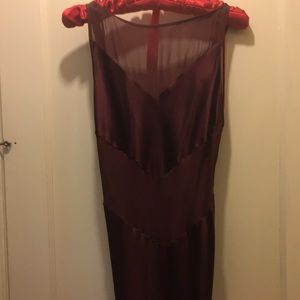 Beautiful burgundy long gown w/sheer panels size S